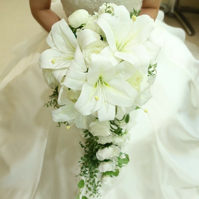 アーティフィシャルフラワー ブーケ ブライダル 結婚式 キャスケード