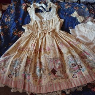 アンジェリックプリティー(Angelic Pretty)のアンジェリックプリティ☆アリスのJSK☆リボンバレッタも！アイボリー・お直しあり(ひざ丈ワンピース)