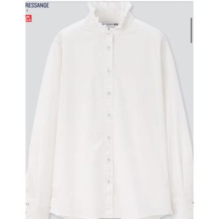 ユニクロ(UNIQLO)のユニクロ　コットンフリルシャツ　sサイズ(シャツ/ブラウス(長袖/七分))