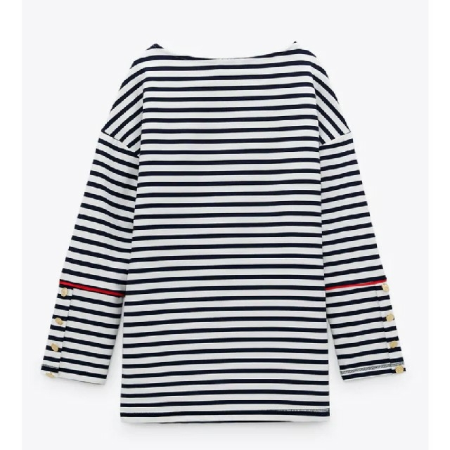 ZARA(ザラ)の☆お値下げ☆ZARA  ストライプ柄ボタンアップトップス　Ｌ レディースのトップス(カットソー(長袖/七分))の商品写真