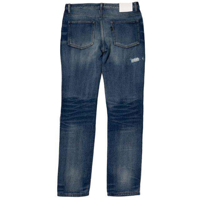 AKM クラッシュ加工 スウェット ストレッチ デニムパンツ L