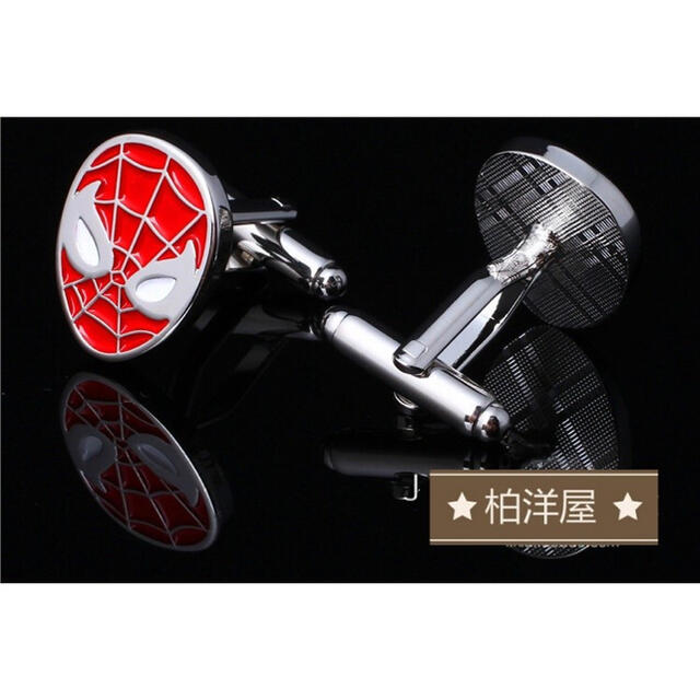 ★新品★ユニークなシルバー＆レッドスパイダーマンカフスボタンカフリンクス メンズのファッション小物(カフリンクス)の商品写真