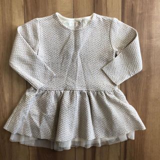 ザラ(ZARA)のzara baby ザラベビー　ベージュ　ラメ　ワンピース　フォーマル  80(ワンピース)