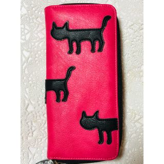 猫のシルエット ピンクの長財布　　　          今なら50%Off(財布)