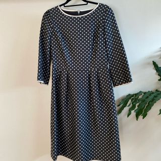 美品】YUKI TORII ドット柄 ひざ丈 ワンピース 大きなリボン M 【誠実