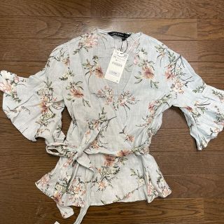 ザラ(ZARA)のZARA リネン　ブラウス(シャツ/ブラウス(半袖/袖なし))