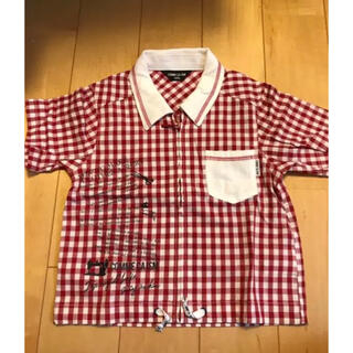 コムサイズム(COMME CA ISM)の美品　コムサイズム 赤 チェック 半袖シャツ 100(Tシャツ/カットソー)