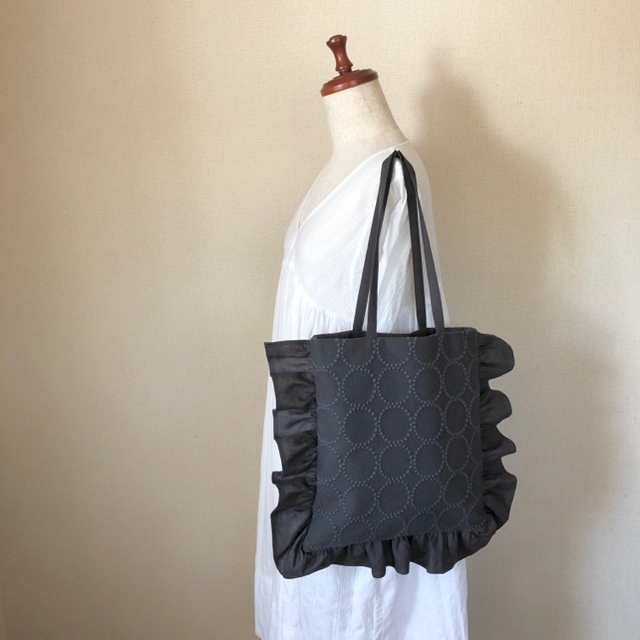 熱い販売 SALE ハンドメイド ダブルフリルトートバッグ 旧ネイビー 最終SALE ハンドメイド☆ダブルフリルミニショルダーバッグ ブラック