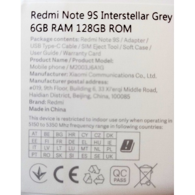 xiaomi redmi note 9s 128gb グレースマートフォン本体