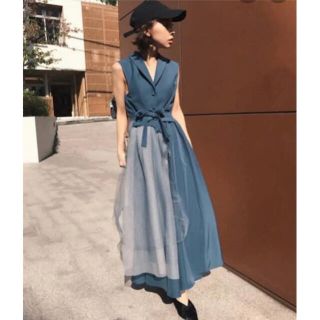 アメリヴィンテージ(Ameri VINTAGE)の週末値下げ！ ワンピース TULLE DOCKING DRESS(ロングワンピース/マキシワンピース)