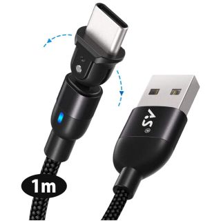 USB Type-c ケーブル  180°回転 ゲーム用タイプｃ急速充電ケーブル(バッテリー/充電器)