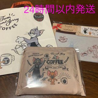 タリーズコーヒー(TULLY'S COFFEE)の【新品未使用】タリーズ　トムとジェリー　エコバッグ、紙袋、スライドジッパー(エコバッグ)