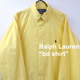 ラルフローレン(Ralph Lauren)の90s USA古着　ポロ　ラルフローレン 刺繍ロゴ BDシャツ　イエロー L(シャツ)