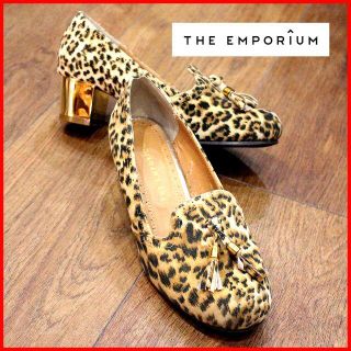 ジエンポリアム(THE EMPORIUM)のﾚｵﾊﾟｰﾄﾞ柄+GOLD☆!【THE EMPORIUM】ﾁｬﾝｷｰﾋｰﾙ送料込(ハイヒール/パンプス)