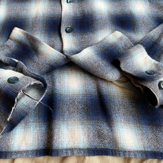 XL 60s Ombre plaid rayon shirt Blue base