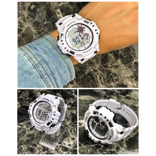 スポーツ腕時計　LED デジタル 腕時計 ミリタリー　耐久性 スポーツ  白 メンズの時計(腕時計(デジタル))の商品写真