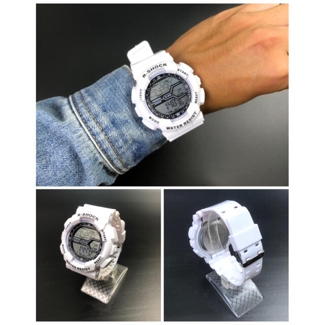 スポーツ腕時計　LED デジタル 腕時計 時計　ミリタリー　耐久性 スポーツ　白 メンズの時計(腕時計(デジタル))の商品写真