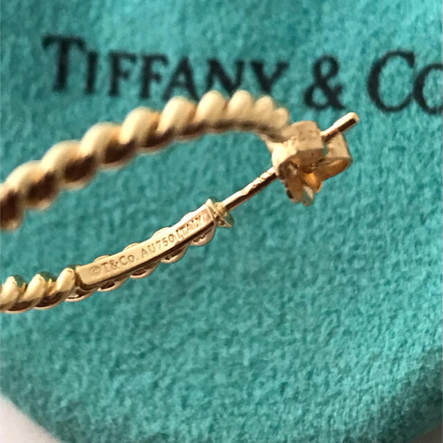 Tiffany K18YG ラージツイストフープピアス 美品