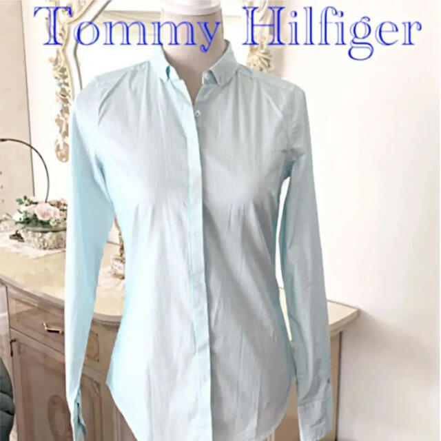 TOMMY HILFIGER(トミーヒルフィガー)の春色ペパーミント　ストライプシャツ　トミーヒルフィガー レディースのトップス(シャツ/ブラウス(長袖/七分))の商品写真