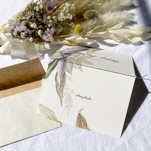 Green & Purple LEAF 結婚式 招待状 オーダー受付中 ハンドメイドの文具/ステーショナリー(カード/レター/ラッピング)の商品写真
