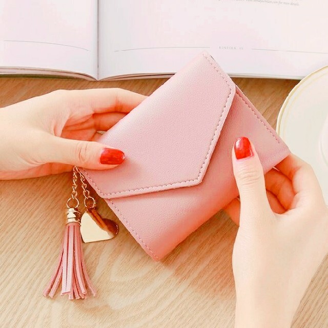 レディース 二つ折り財布 おしゃれ かわいい レザー 多機能 ピンク レディースのファッション小物(財布)の商品写真