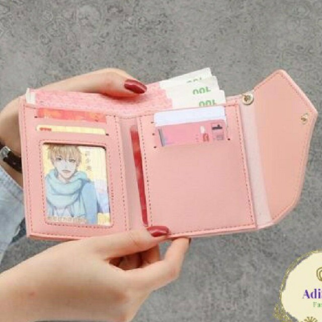 レディース 二つ折り財布 おしゃれ かわいい レザー 多機能 ピンク レディースのファッション小物(財布)の商品写真