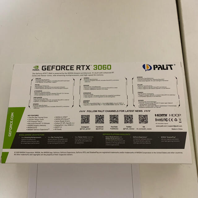 新品　保証　PALIT RTX3060 DUAL OC  12GB スマホ/家電/カメラのPC/タブレット(PCパーツ)の商品写真