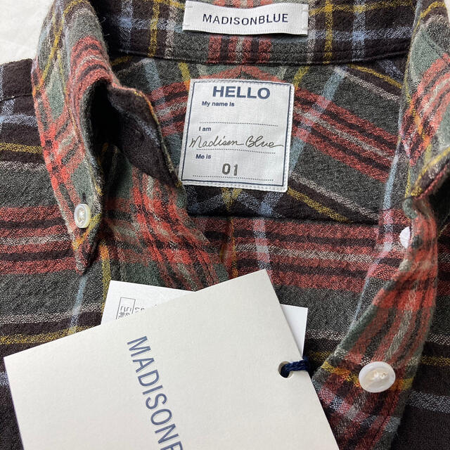 美品 マディソンブルー HAMPTON 00 ウールチェックシャツ