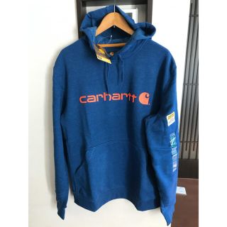 カーハート(carhartt)のカーハート　パーカー　ブルー　ロゴプリント(パーカー)