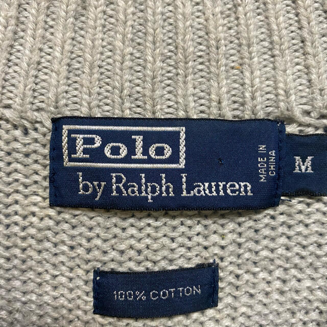 POLO RALPH LAUREN(ポロラルフローレン)のラルフローレン 90s ハーフジップ プルオーバーニット ワンポイント 刺繍ロゴ メンズのトップス(ニット/セーター)の商品写真
