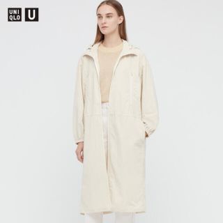 ユニクロ(UNIQLO)のユニクロユー　ナイロンフーデットコート　ナチュラルS(スプリングコート)