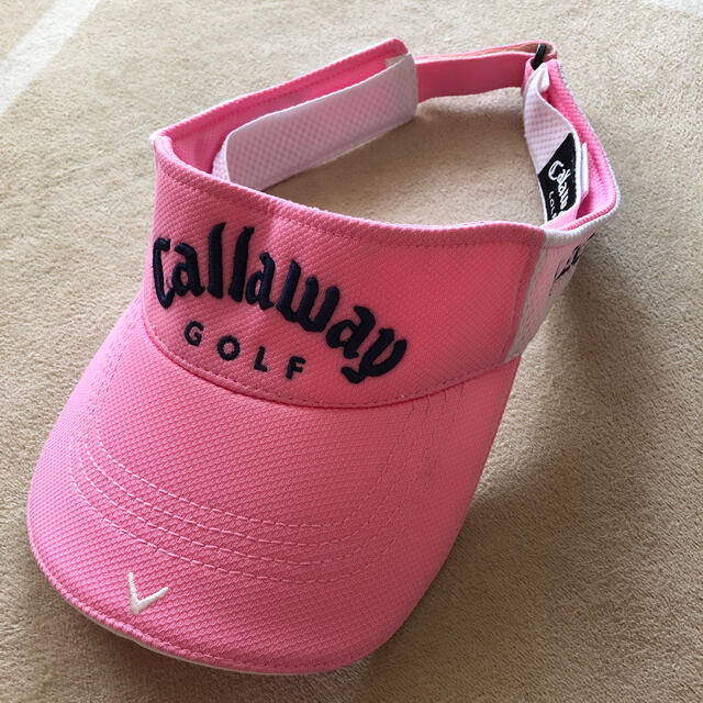 Callaway(キャロウェイ)のCallaway ゴルフ　メンズ　ピンク×ホワイト　サンバイザー　フリーサイズ　 メンズの帽子(サンバイザー)の商品写真