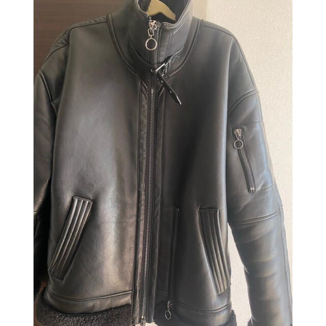 ZARA 裏ボア　レザー　ジャケット　黒