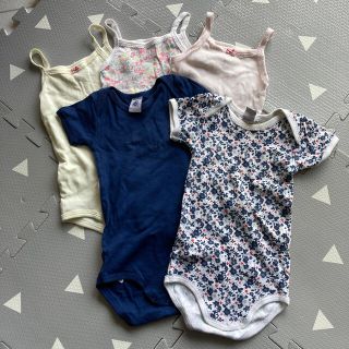 プチバトー(PETIT BATEAU)の【USED】PETIT BATEAU 肌着ロンパース5枚セット(肌着/下着)