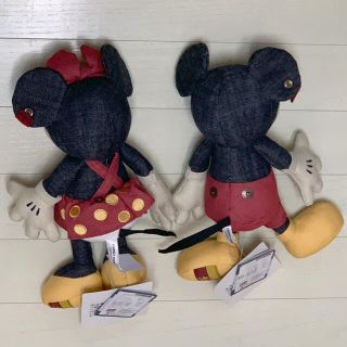 商品タグ付きEDWIN×Disney オールデニム ぬいぐるみ ミッキー＆ミニー