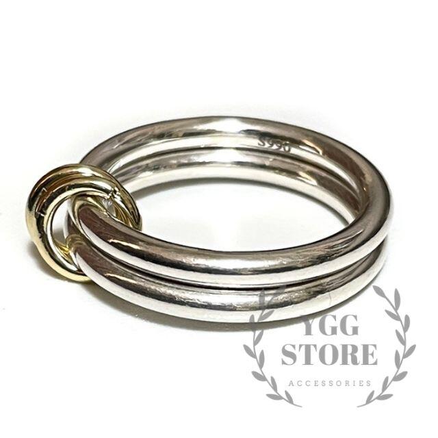 YGG★2連 リング 指輪 シルバー ゴールド 金×銀 二重 17号 メンズのアクセサリー(リング(指輪))の商品写真