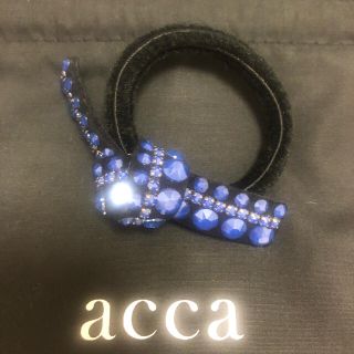 アッカ(acca)のacca ドッツライン　リボンゴム　ブルー(ヘアゴム/シュシュ)