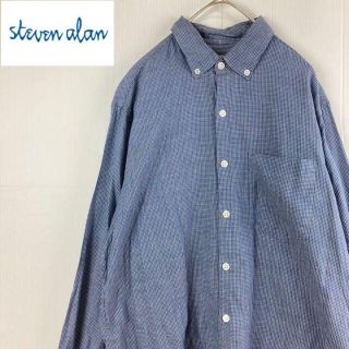 スティーブンアラン(steven alan)のsteven alanスティーブンアラン長袖チェックボタンダウンシャツサイズS青(シャツ)