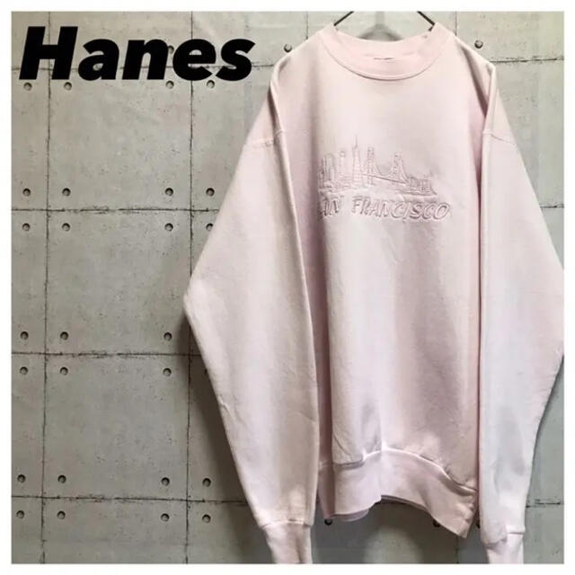 Hanes(ヘインズ)のHANESヘインズ•スウェット•ピンク•刺繍•サンフランシスコ•トレーナー•S メンズのトップス(スウェット)の商品写真