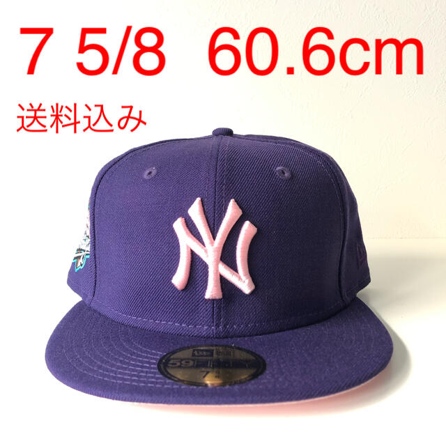 NY yankees new era 7 5/8 purple ツバ裏ピンク-