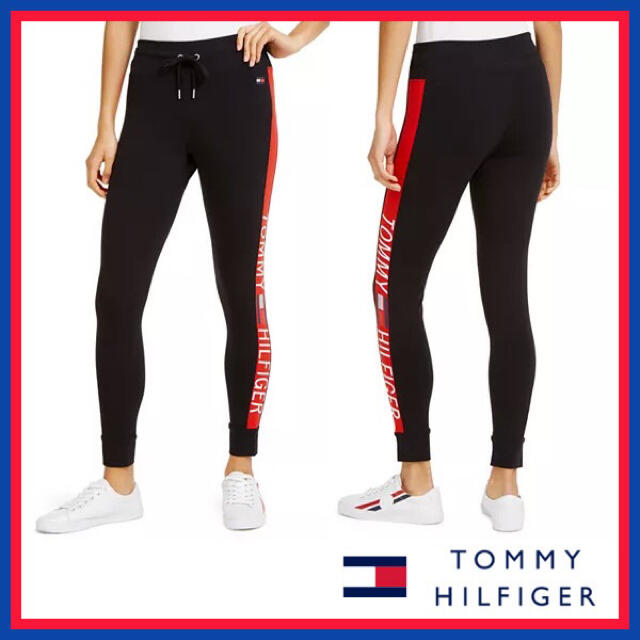 TOMMY HILFIGER(トミーヒルフィガー)の日本未入荷★トミー フィルフィガー レギンス サイド ロゴ ブラック レディースのレッグウェア(レギンス/スパッツ)の商品写真