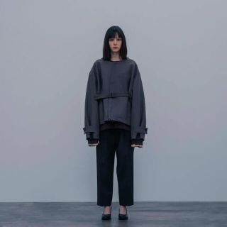 サンシー(SUNSEA)のstein 20aw no collar belted jacket black(ブルゾン)