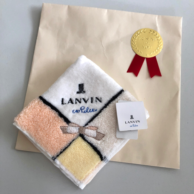 LANVIN en Bleu(ランバンオンブルー)の【LANVIN】新品◆タオルハンカチ バイカラー ギフト 送別品　ランバン レディースのファッション小物(ハンカチ)の商品写真