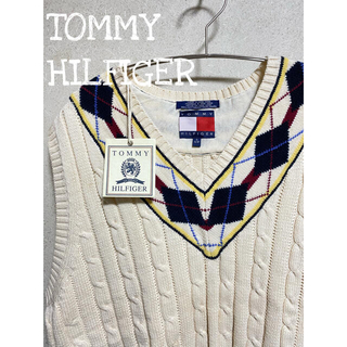 トミーヒルフィガー(TOMMY HILFIGER)の《90s デッドストック》トミーヒルフィガー ニットベスト アイボリー(ベスト)
