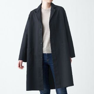 ムジルシリョウヒン(MUJI (無印良品))の【新品】  無印良品 インド綿デニムコート 男女兼用／Ｌ～XL／黒 (ステンカラーコート)