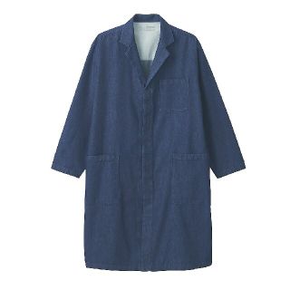 ムジルシリョウヒン(MUJI (無印良品))の★新品★ 無印良品インド綿デニムコート男女兼用／L～XL／インディゴブルー (ステンカラーコート)