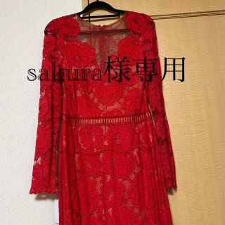 タダシショウジ(TADASHI SHOJI)のタダシジョージ　赤　ロングドレス　サイズ4(ロングドレス)