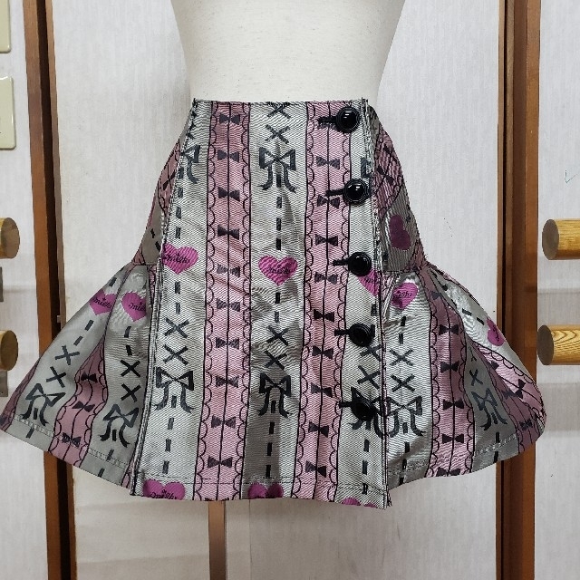 MILK(ミルク)のMILKフレアーミニスカート　シャンパンピンク　ハート　美品 レディースのスカート(ミニスカート)の商品写真