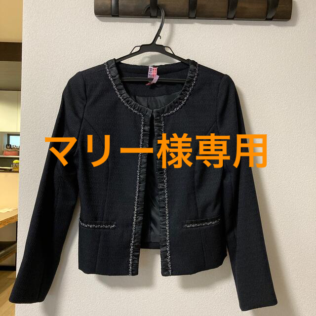 フォーマル ノーカラー ジャケット 黒 M レディースのフォーマル/ドレス(スーツ)の商品写真