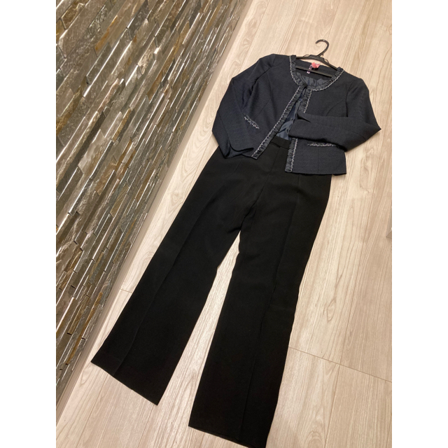 フォーマル ノーカラー ジャケット 黒 M レディースのフォーマル/ドレス(スーツ)の商品写真